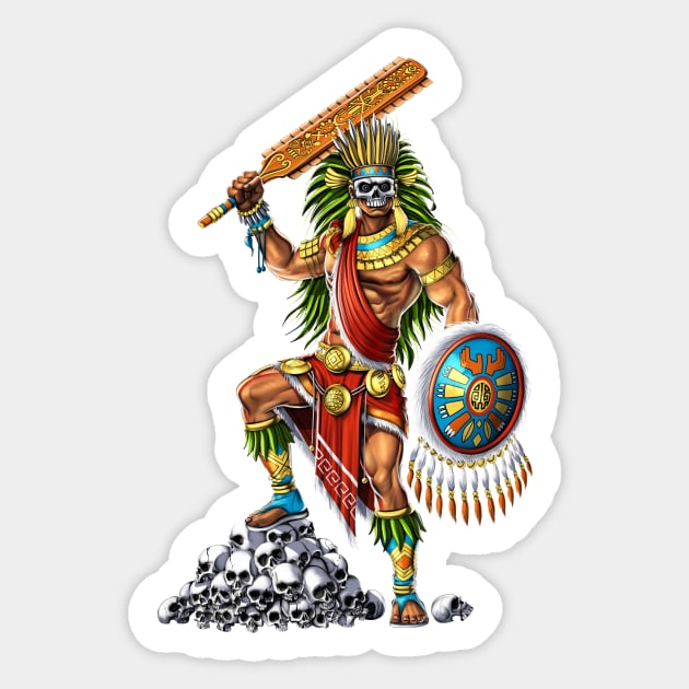 Aztec Skull Warrior Sticker by underheaven